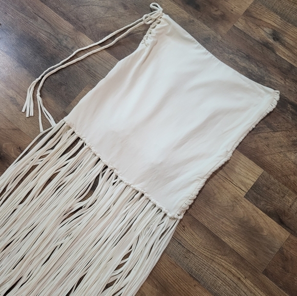 Flook the Label Free People White Crochet Macrame Fringe Mini Maxi Skirt Size M. - Picture 15 of 15
